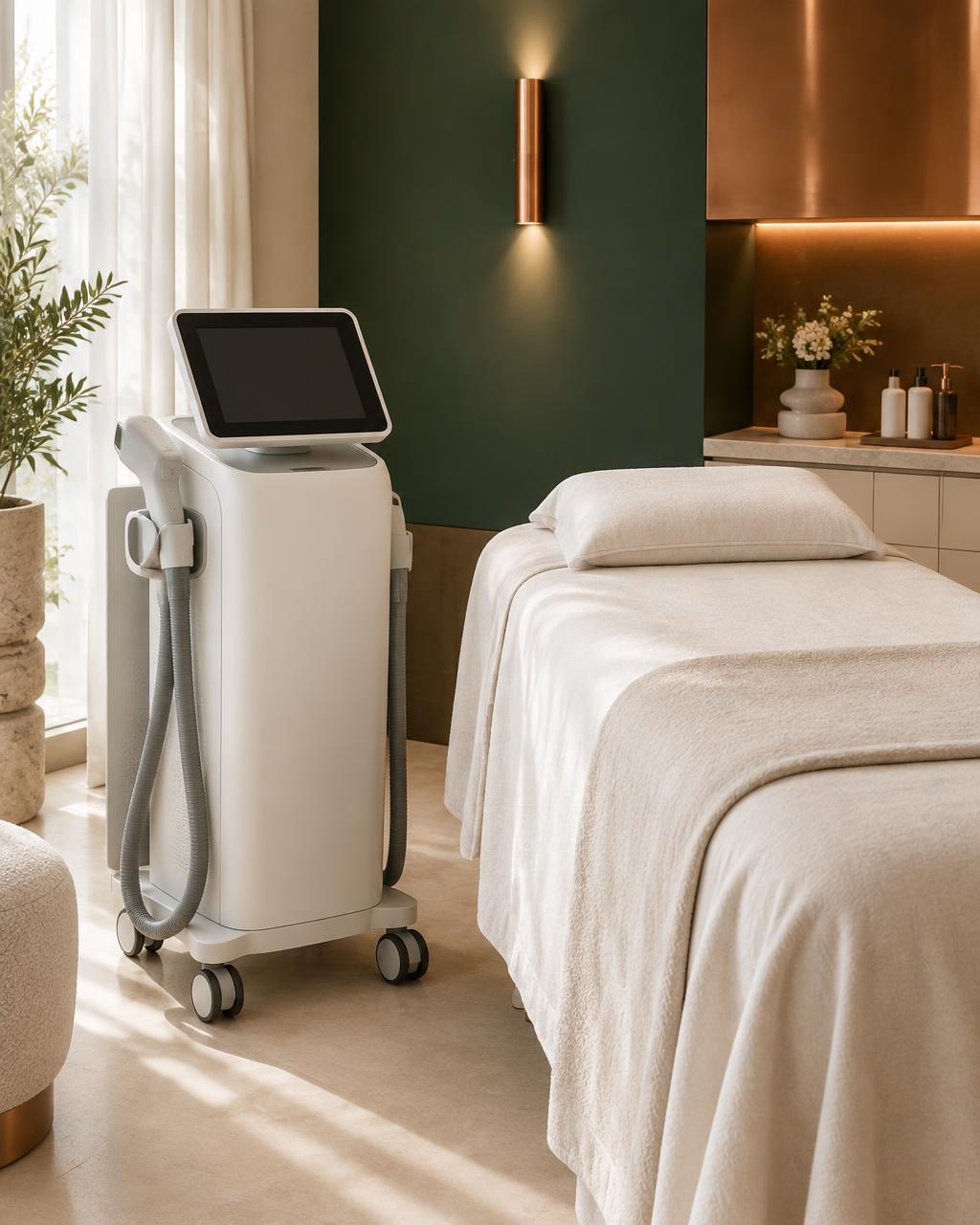Laser hair reduction device in a premium treatment room at Dr. Al Naeem Medical Center